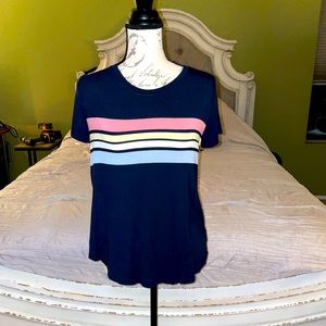 HOLLISTER 100% cotton navy blue colored striped tee